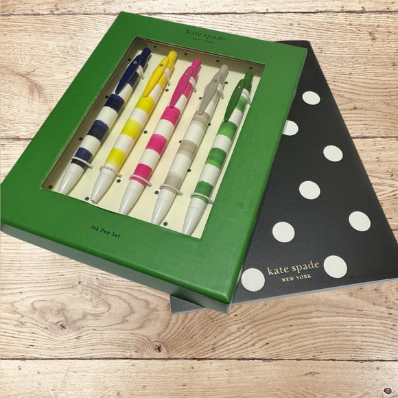 kate spade Other - Kate Spade Rugby Stripe Pen Set 5pc & Notepad